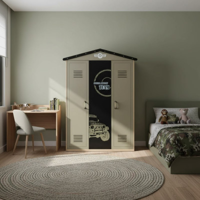 Wardrobe Wooden Cabinet Luxury Wardrobe Furniture Wood 3-Door 0Design Green