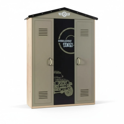 Wardrobe Wooden Cabinet Luxury Wardrobe Furniture Wood 3-Door 0Design Green