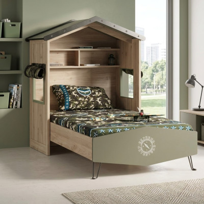 Design bed frame bed wood green boys children's furniture children's bed modern