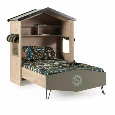 Design bed frame bed wood green boys children's furniture children's bed modern