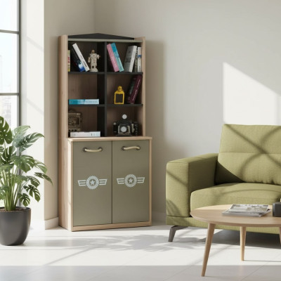 Bookshelf Cabinet Children's Shelf Bookcase Children's Furniture Green Wood
