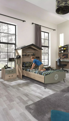 Bed frame children's furniture set children's room suite bed green 4-piece wood