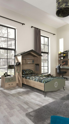Bed frame children's furniture set children's room suite bed green 4-piece wood