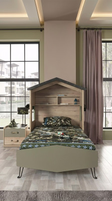 Complete children's furniture children's bed bed wood green set 2-piece nightstand