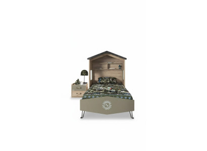 Complete children's furniture children's bed bed wood green set 2-piece nightstand