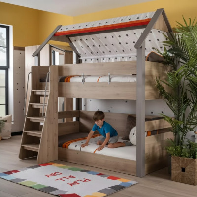 Bunk bed children's bed bed bed frame children's room wood brown design