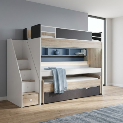 Luxury Bunk Bed Bed 3 Sleeping Places Multifunction Bed Wood Loft Bed Wood