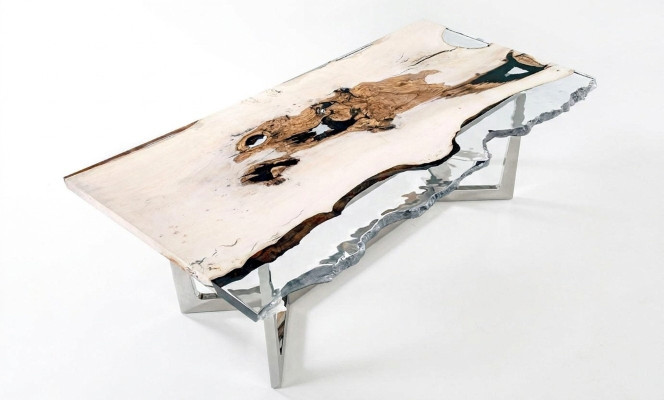 Dining table epoxy resin kitchen table dining room table table 220 cm wood white