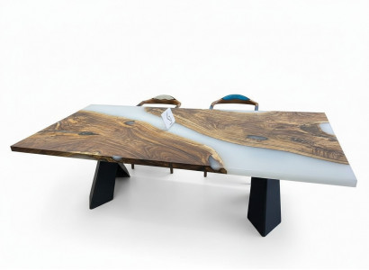 Large dining table epoxy resin kitchen table wood brown