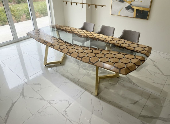 XXL dining room table dining table epoxy resin kitchen table large wood brown