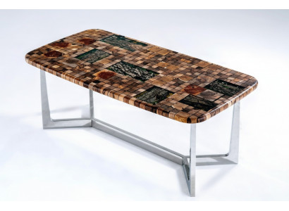 Kitchen Table Dining Table Epoxy Resin Dining Room Table 140 cm Wood Brown