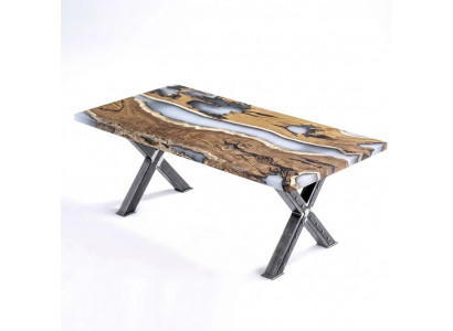 Kitchen table dining table epoxy resin dining room table table 160 cm wood brown