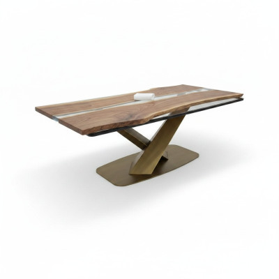 Dining room table conference tables dining table epoxy resin table wood brown