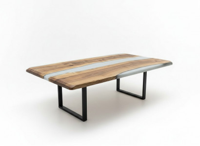 Dining room table kitchen table dining table epoxy resin table 240 cm wood brown