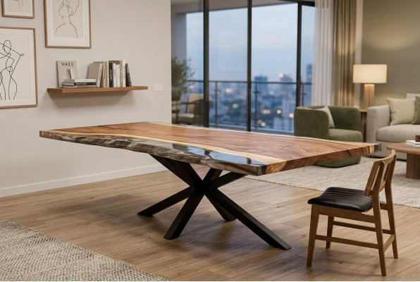 Dining room table conference tables dining table epoxy resin table wood brown