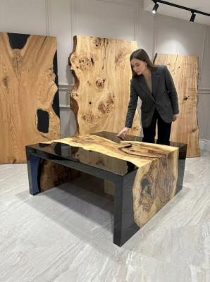 Coffee table epoxy resin solid wood side table epoxy table