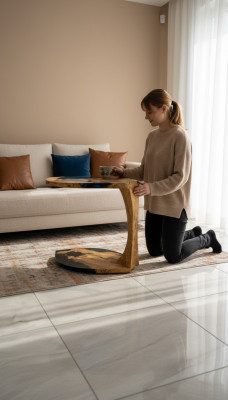 Side table coffee table coffee table epoxy resin brown living room design