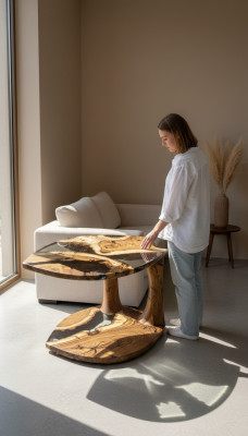 Coffee Table Side Table Coffee Table Epoxy Resin Brown Living Room Design