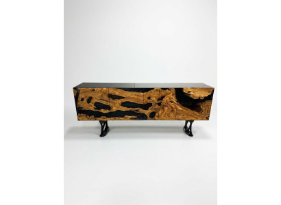 TV stand sideboard RTV lowboard living room epoxy resin wood brown
