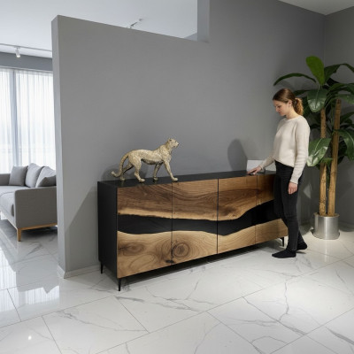 Epoxy Resin Sideboard Brown Living Room Wood Sideboard Modern