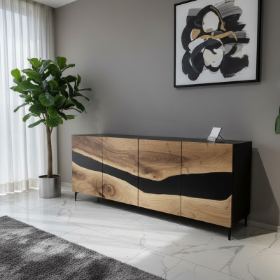 Epoxy Resin Sideboard Brown Living Room Wood Sideboard Modern