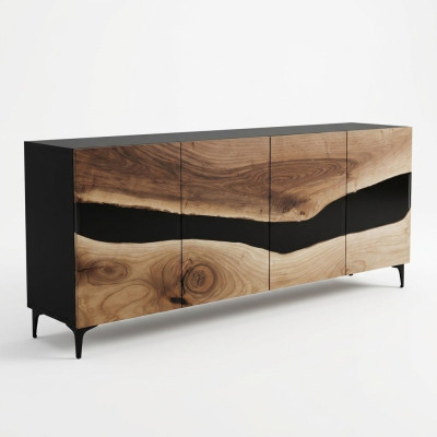 Epoxy Resin Sideboard Brown Living Room Wood Sideboard Modern
