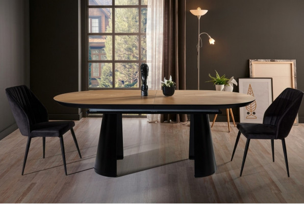 Dining room table oval dining table extendable kitchen table wood brown
