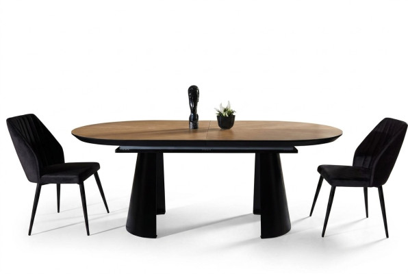 Dining room table oval dining table extendable kitchen table wood brown