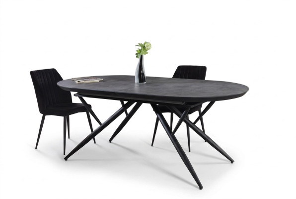 Oval dining table extendable kitchen table wood gray large