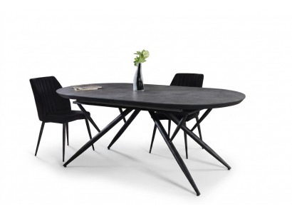 Oval dining table extendable kitchen table wood gray large