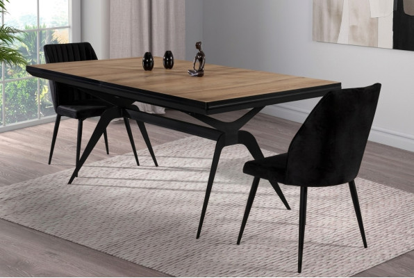 Luxury dining table, extendable design kitchen table, wood brown table