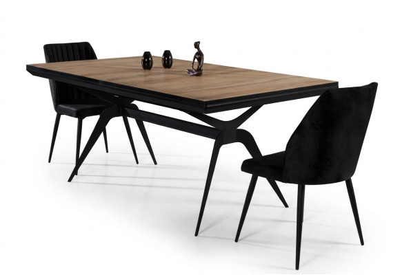 Luxury dining table, extendable design kitchen table, wood brown table