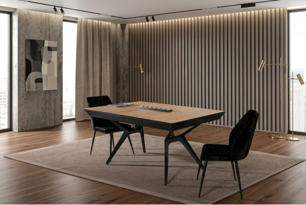 Kitchen table dining room table extendable design luxury wood brown table