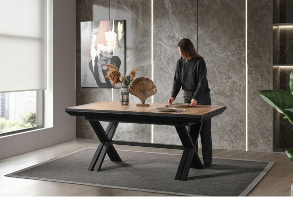 Large Table Conference Tables Dining Table Extendable Wood Brown XXL