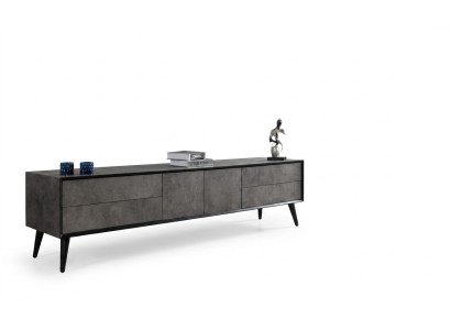 RTV Lowboard TV Stand Living Room Gray Wood Sideboard Table Modern