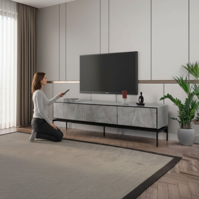 Sideboard RTV Lowboard Modern TV Stand Living Room Gray Wood Table