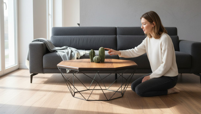 Coffee Table Side Table Brown Living Room Design Wooden Table