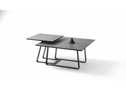 Group coffee table side table coffee table gray 2-piece set table wood