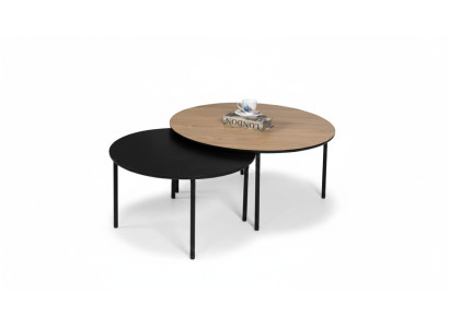 Coffee Table Coffee Table Group Side Table Black Set Brown Wood 2-piece