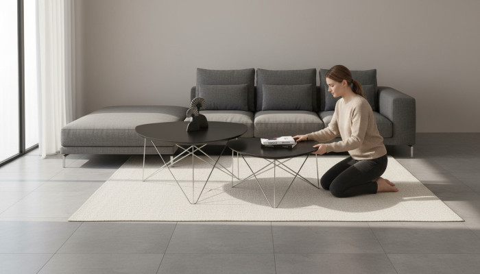 Group coffee table side table coffee table gray 2-piece set table wood
