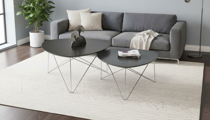 Group coffee table side table coffee table gray 2-piece set table wood