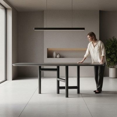Kitchen Table Dining Table Extendable Design Luxury Wood Gray Table
