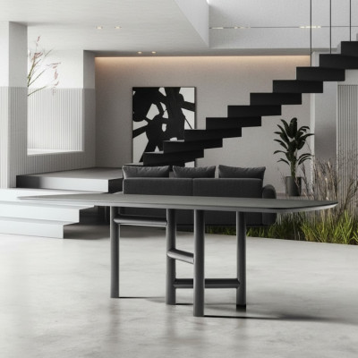 Kitchen Table Dining Table Extendable Design Luxury Wood Gray Table