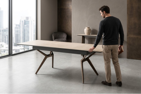 Dining Table Kitchen Table Extendable Design Modern Wood Gray Table