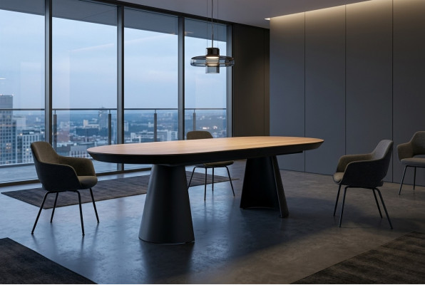 Oval dining table kitchen table extendable design wood brown table