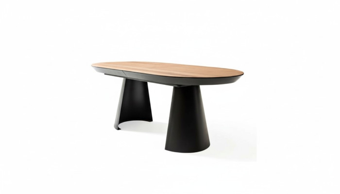 Oval dining table kitchen table extendable design wood brown table