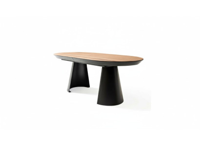 Oval dining table kitchen table extendable design wood brown table