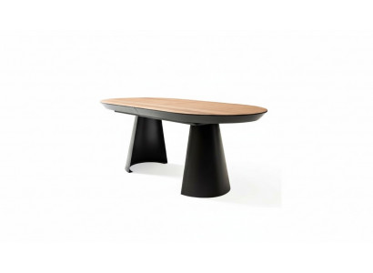 Oval dining table kitchen table extendable design wood brown table