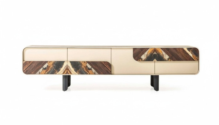 TV stand RTV lowboard sideboard wood beige living room wall furniture