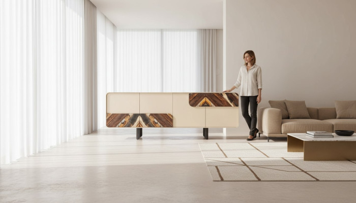 Sideboard Beige Wood Modern Furniture Cabinet Design